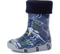 Ladeheid Kinder Mädchen Jungen Gummistiefel gefüttert Swk 27 (Dunkelblau Dinosaurier, 21/22 EU)