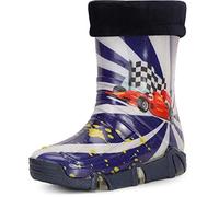 Ladeheid Kinder Mädchen Jungen Gummistiefel Gefüttert Swk36 (Dunkelblau Auto 36, 21/22 EU)