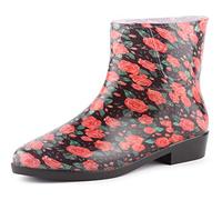 Ladeheid Kurze Gummistiefel Damen Elegant Regenstiefel Damen mit Muster LAZT201802 (Rosen 105M, 38 EU)
