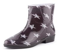Ladeheid Kurze Gummistiefel Damen Elegant Regenstiefel Damen mit Muster LAZT201802 (Schwarze/Weiße Sterne 101M, 37 EU)