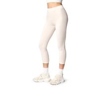 Ladeheid Leggings Damen 3/4 Baumwolle bequem und atmungsaktiv Capri Leggings Damen für Sommer LA40-132 (Ecru, XL)