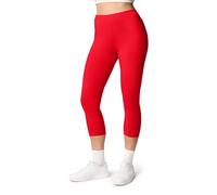 Ladeheid Leggings Damen 3/4 Baumwolle bequem und atmungsaktiv Capri Leggings Damen für Sommer LA40-132 (Rot, M)