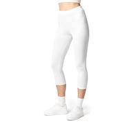 Ladeheid Leggings Damen 3/4 Baumwolle bequem und atmungsaktiv Capri Leggings Damen für Sommer LA40-132 (Weiß, 3XL)