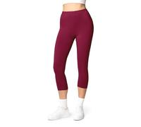 Ladeheid Leggings Damen 3/4 Baumwolle bequem und atmungsaktiv Capri Leggings Damen für Sommer LA40-132 (Weinrot, S)