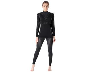 Ladeheid Thermounterwäsche Damen Set Langarm Shirt Lange Unterhose Thermoaktiv LAGI006 (Schwarz/Graphite, XL)