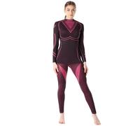 Ladeheid Thermounterwäsche Damen Set Langarm Shirt Lange Unterhose Thermoaktiv LAGI006 (Schwarz/Rosa, M)
