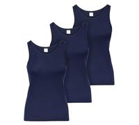 Ladeheid Unterhemd Damen Baumwoll Unterwäsche, Atmungsaktives Weiches Komfortables Tank Top Damen, Unterhemden, Set 3 Stück LA40-262 (Dunkelblau, XS)
