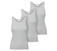 Ladeheid Unterhemd Damen Baumwoll Unterwäsche, Atmungsaktives Weiches Komfortables Tank Top Damen, Unterhemden, Set 3 Stück LA40-262 (Grau Melange, M)