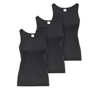 Ladeheid Unterhemd Damen Baumwoll Unterwäsche, Atmungsaktives Weiches Komfortables Tank Top Damen, Unterhemden, Set 3 Stück LA40-262 (Schwarz, S)