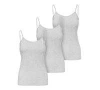 Ladeheid Unterhemd Damen Spaghetti Top Baumwoll Unterwäsche Damen, Weiches Tank Top, Unterhemden, Set 3 Stück LA40-263 (Grau Melange, XS)