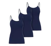 Ladeheid Unterhemd Damen Spaghetti Top Baumwoll Unterwäsche Damen, Weiches Tank Top, Unterhemden, Set 3 Stück LA40-263 (Dunkelblau, XS)