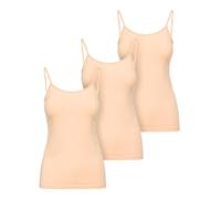 Ladeheid Unterhemd Damen Spaghetti Top Baumwoll Unterwäsche Damen, Weiches Tank Top, Unterhemden, Set 3 Stück LA40-263 (Beige, 3XL)