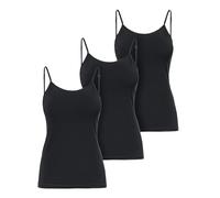 Ladeheid Unterhemd Damen Spaghetti Top Baumwoll Unterwäsche Damen, Weiches Tank Top, Unterhemden, Set 3 Stück LA40-263 (Schwarz, XL)