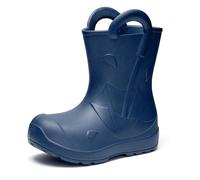 Ladeheid x Camminare Gummistiefel Kinder aus ultraleichtem EVA, wasserdicht, rutschfest und bequem, mit elegant geprägtem Splash-Design aus Wellen, Tropfen, Regenschirm LA-CA-20 (MarineBlau,30/31 EU)