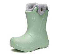 Ladeheid x Camminare Kinder Gummistiefel aus leichtem EVA warm gefüttert wasserdicht mit praktischem Griff und edlem Regenschirm-Relief für kalte Tage und Schnee LA-CA-21 (Oliv, 26/27 EU)