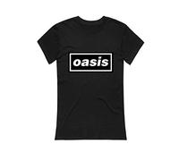 Ladies Black Oasis Logo Liam Noel Gallagher offiziell Frauen T-Shirt Damen (Small)