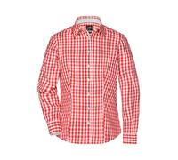 Ladies' Checked Blouse Modisches Karoshirt mit Uni-Einsätzen an Kragen und Manschette orange/weiß, Gr. S