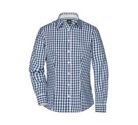 Damen Karo Bluse "JN616" - James & Nicholson Navy/White M