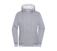Ladies' Club Sweat Jacket Sweat-Jacke mit Reißverschluss und Kapuze weiß/grau, Gr. XXL