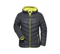 Ladies' Down Jacket Ultraleichte Daunenjacke mit Kapuze in sportlichem Style grau/gelb, Gr. S