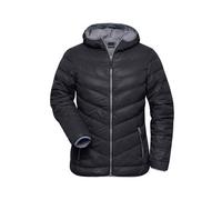 Ladies' Down Jacket Ultraleichte Daunenjacke mit Kapuze in sportlichem Style schwarz/grau, Gr. M