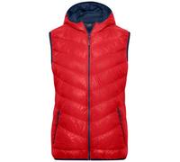 Ladies' Down Vest Ultraleichte sportliche Daunenweste mit Kapuze rot/blau, Gr. L