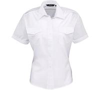 Ladies Easy Care Security / Piloten Kurzarm Bluse, Farbe:White;Größe:36