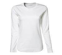 Tee Jays Damen Langarm-Interlock-T-Shirt – Bio-Baumwolle – Weiß Größe S