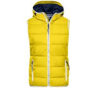 Ladies' Maritime Vest Modische Steppweste mit angeschnittener Kapuze gelb/weiß, Gr. M