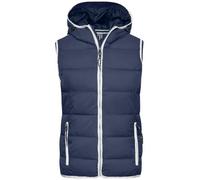 Ladies' Maritime Vest Modische Steppweste mit angeschnittener Kapuze weiß/blau, Gr. M