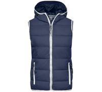 Ladies' Maritime Vest Modische Steppweste mit angeschnittener Kapuze weiß/blau, Gr. S