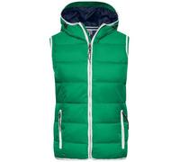 Ladies' Maritime Vest Modische Steppweste mit angeschnittener Kapuze weiß/grün, Gr. M