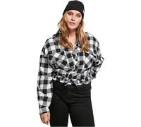 Ladies Short Oversized Check Shirt Black/White S