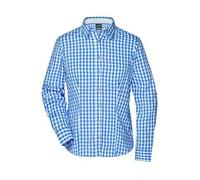 Ladies' Traditional Shirt Damen-Bluse und Herren-Hemd im klassischen Trachtenlook weiß/blau, Gr. XS