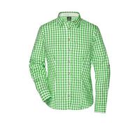Ladies' Traditional Shirt Damen-Bluse und Herren-Hemd im klassischen Trachtenlook weiß/grün, Gr. L