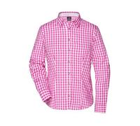 Ladies' Traditional Shirt Damen-Bluse und Herren-Hemd im klassischen Trachtenlook weiß/lila, Gr. XS
