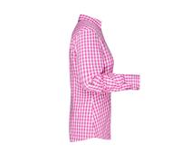 Ladies' Traditional Shirt Damen-Bluse und Herren-Hemd im klassischen Trachtenlook weiß/lila, Gr. M