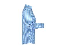 James & Nicholson - Damen Trachtenbluse JN637, königs-blau/weiß, Größe M