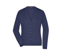 Ladies' V-Neck Cardigan Klassische Baumwoll-Strickjacke blau, Gr. M