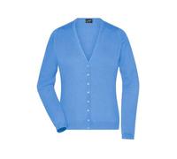 Ladies' V-Neck Cardigan Klassische Baumwoll-Strickjacke blau, Gr. M
