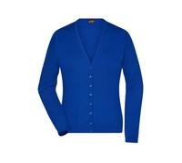 Ladies' V-Neck Cardigan Klassische Baumwoll-Strickjacke blau, Gr. M