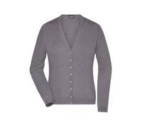 Ladies' V-Neck Cardigan Klassische Baumwoll-Strickjacke grau, Gr. XS