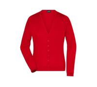 Ladies' V-Neck Cardigan Klassische Baumwoll-Strickjacke rot, Gr. M