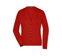 Ladies' V-Neck Cardigan Klassische Baumwoll-Strickjacke rot/weinrot, Gr. S