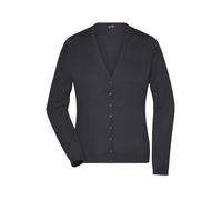 Ladies' V-Neck Cardigan Klassische Baumwoll-Strickjacke schwarz, Gr. XS