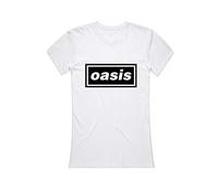Ladies White Oasis Logo Liam Noel Gallagher offiziell Frauen T-Shirt Damen (Small)