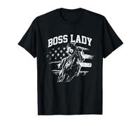 Lady Cowgirl Boss US-amerikanische Flagge Rodeo Reithalle T-Shirt