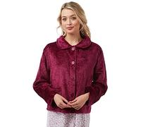 Lady Olga Fleece-Nachtwäsche in 3 Stilen, Bademantel, Morgenmantel oder Bettjacke, mit Reißverschluss und Knöpfen Gr. 50/52 DE, Dark Rose Bettjacke