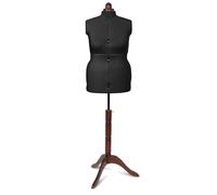 Lady Valet Schneiderbüste Größe L (44-52) - Verstellbare Schneiderpuppe Schwarz mit Holz-Dreifuß im Retro-Design