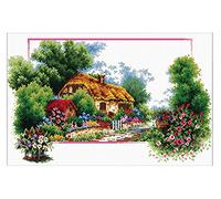 Ladybird Stickset English Cottage Lane, Kreuzstich-Set ca. 42 x 25 cm, Komplett-Set für ein eckiges Stickbild, handwerkliches Hobby für Erwachsene und Kinder ab 8 Jahren